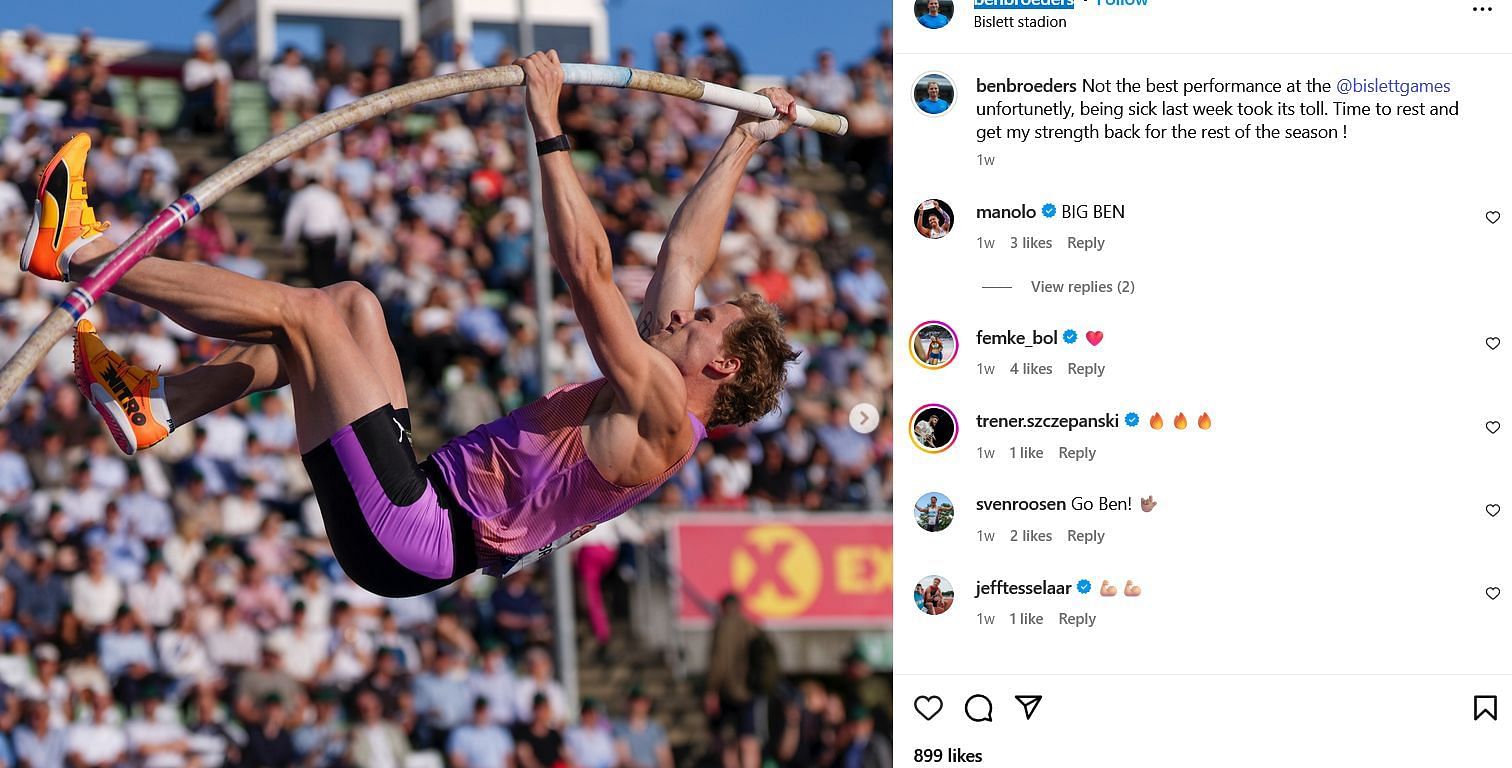 Screenshot of Bol’s comment. Credits- IG/ benbroeders